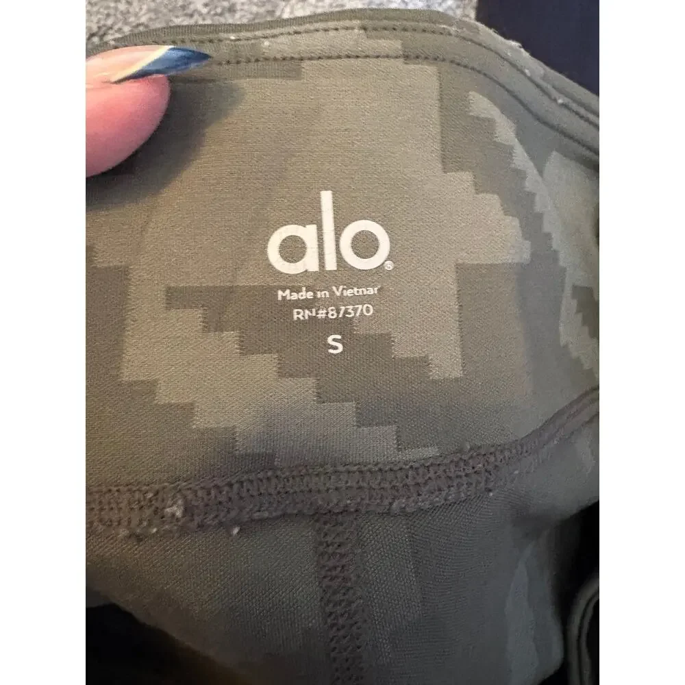 ALO Leg Split Camo Black Ribbed Legging